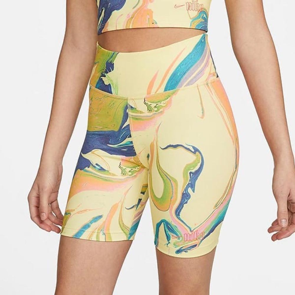 Nike One Aurora Women's Marbled Bike Shorts Compression Pants Tights Leggings M